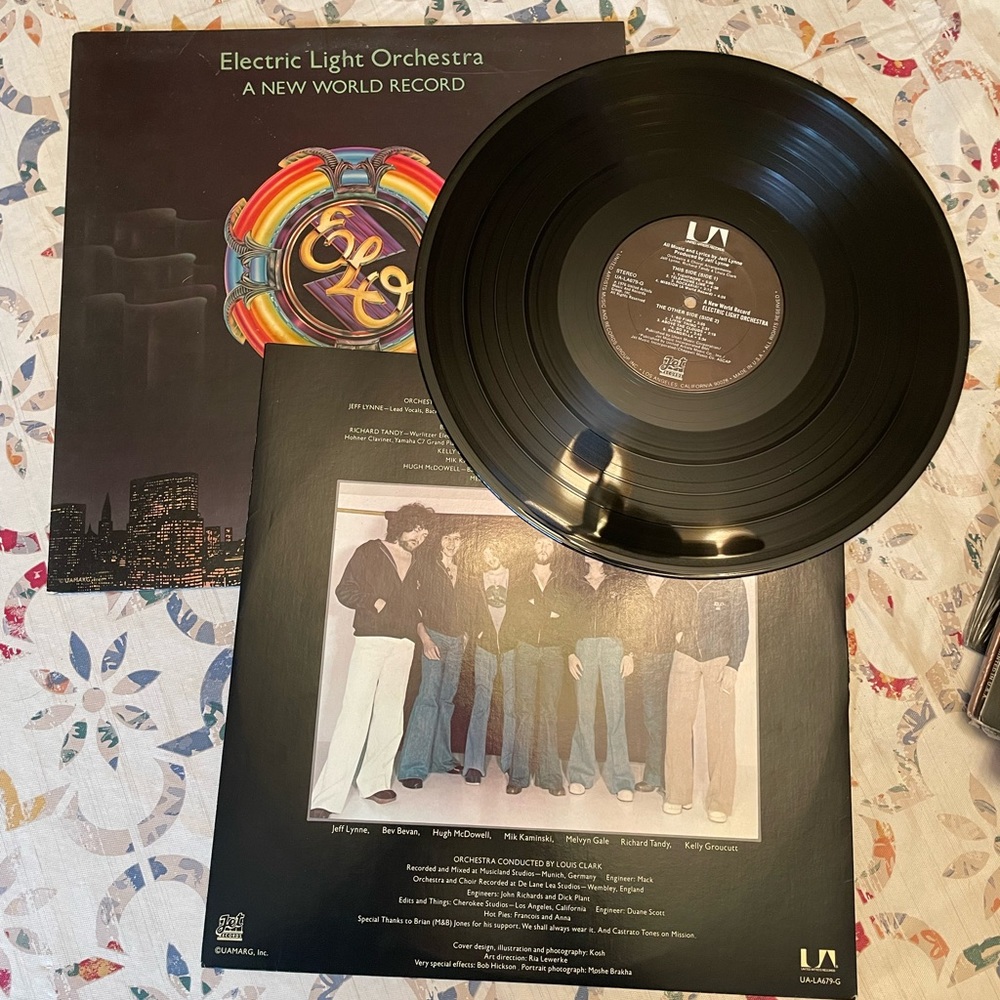 Eleven vintage vinyl records